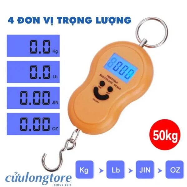 Cân Điện Tử Mini Cầm Tay Bỏ Túi 50kg gia đình nhà bếp đi chợ cân hàng chính xác cân treo móc khóa thông minh chính hãng