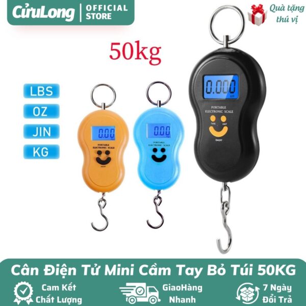 Cân Điện Tử Mini Cầm Tay Bỏ Túi 50kg gia đình nhà bếp đi chợ cân hàng chính xác cân treo móc khóa thông minh chính hãng