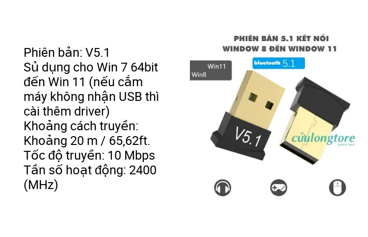 usb không dây bluetooth 5.3