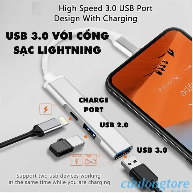 Cổng Chuyển Lightning Sang USB