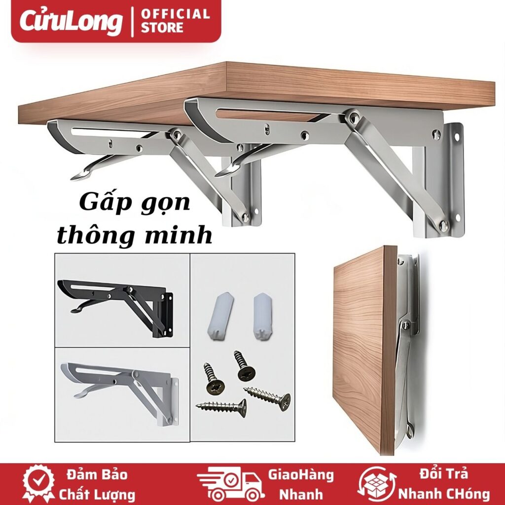 Pát đỡ kệ gỗ ke chữ L chịu lực giá đỡ gấp gọn thông minh thép không gỉ ...