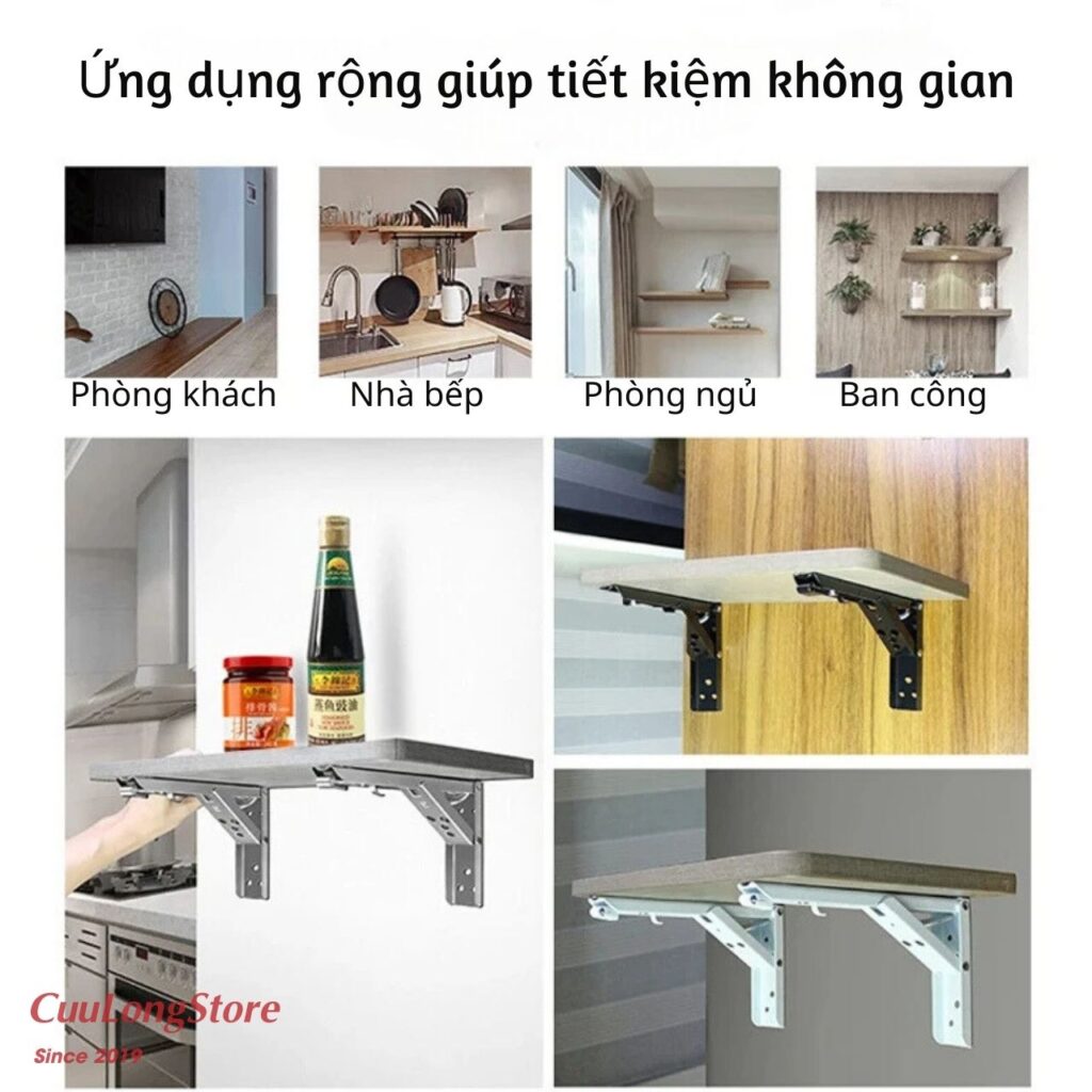 Pát đỡ kệ gỗ ke chữ L chịu lực giá đỡ gấp gọn thông minh thép không gỉ ...
